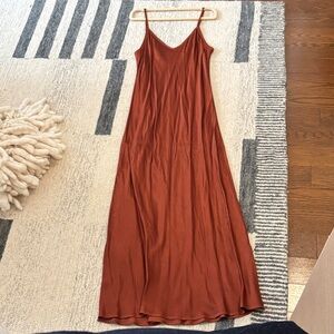 Enza Costa Rust-Brown Slip Maxi Dress